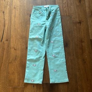 Guess Mint Green Cloud Embroidered Jeans